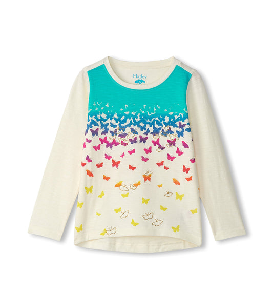 Hatley T-Shirt Langarm mit bunten Schmetterlinge-Mokkini Kindermode