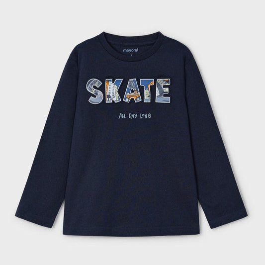 Mayoral T-Shirt Langarm mit Skate Schriftzug-Mokkini Kindermode