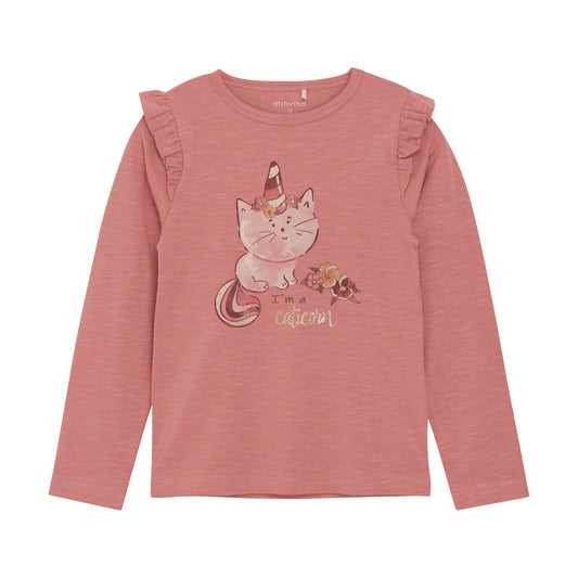 Minymo T-Shirt Langarm mit Einhorn-Cat Motiv-Mokkini Kindermode